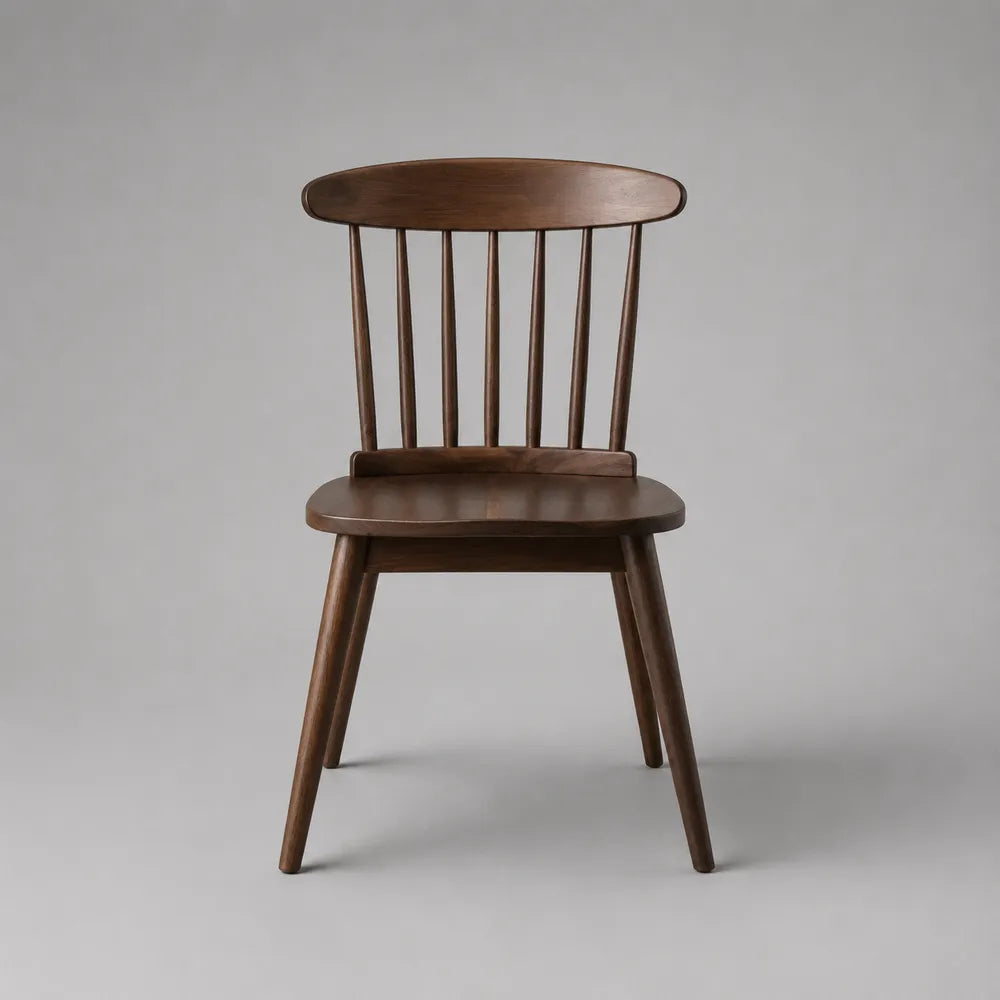 Chaise de salle à manger 50 x 55 x 85 cm en bois massif marron avec dossier à barreaux