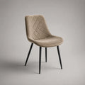 Chaise de salle à manger rembourrée 50x55x85 cm tissu polyester beige avec pieds en acier noir