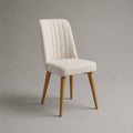 Chaise de salle à manger 50 x 55 x 85 cm rembourrée en polyester beige avec pieds en bois naturel