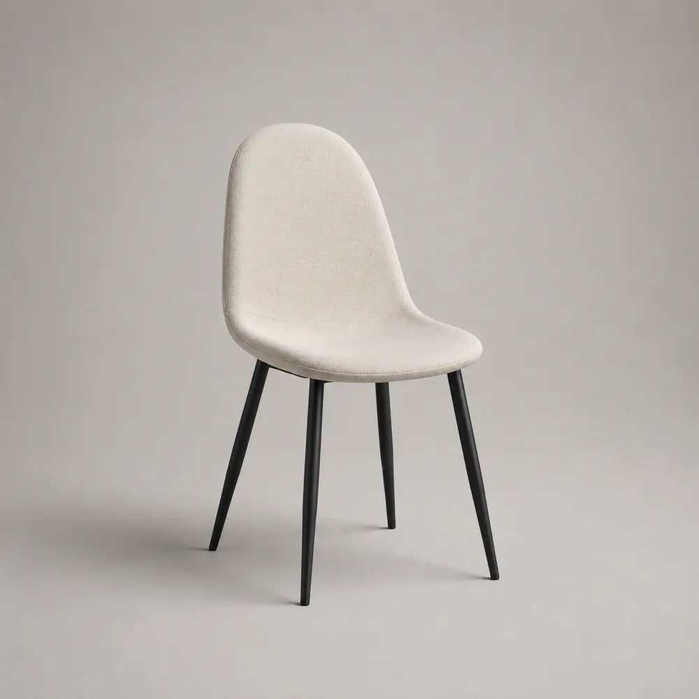 Chaise de salle à manger rembourrée 50x58x82 cm tissu bouclé écru avec pieds en acier noir