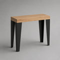 Console d'entrée 120 x 35 x 80 cm en MDF effet chêne clair avec pieds en acier noir forme rectangulaire